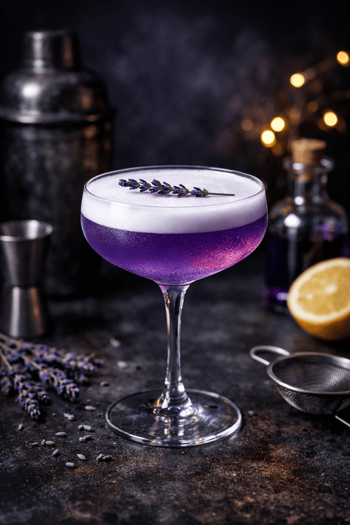 Midnight Lavender Gin Cocktail – dunkler, floraler Drink mit Lavendel und mystischer Optik